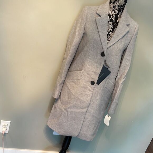 Marc New York Solid Woven Reefer Coat-GREY-4 - Picture 2 of 3